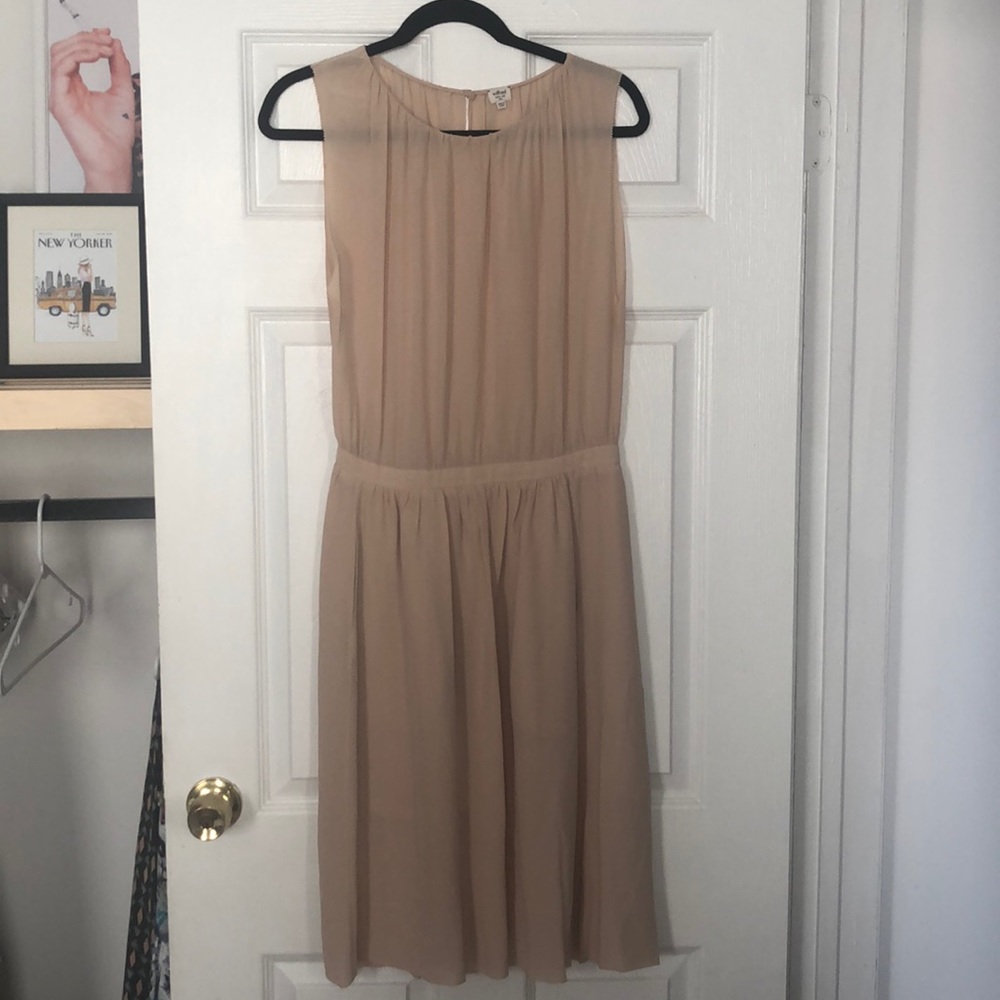WILFRED FOR ARITZIA NUDE 100% SILK DRESS 6